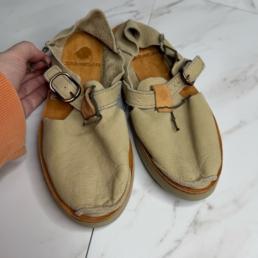 Satorisan Benirras Premium Leather Slip On Suede Tan Neutral Minimalist Natural - Picture 6 of 9